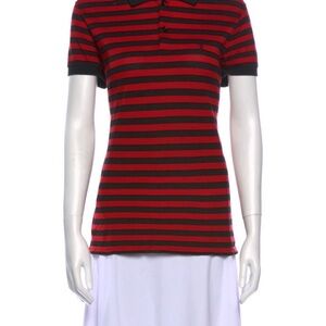 Saint Laurent Striped Red and Black Polo Shirt